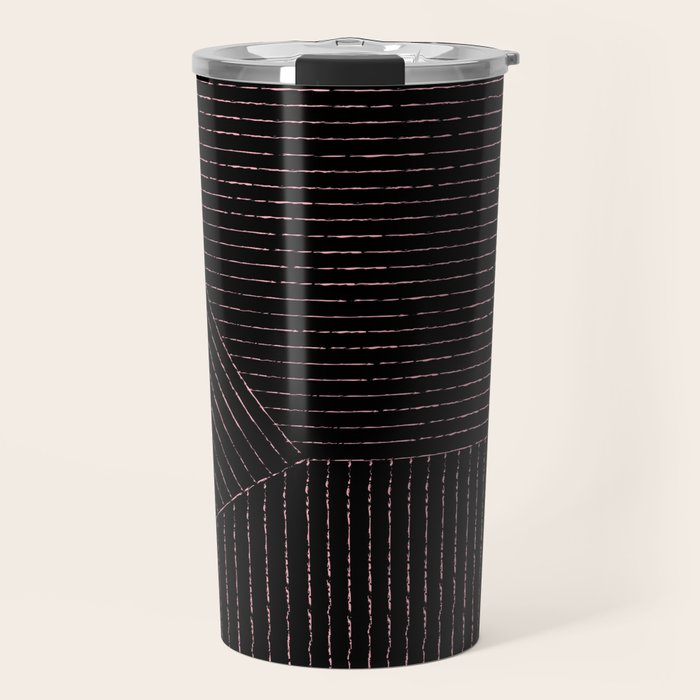 lines (black & pink) Travel Mug Gallery Image 1