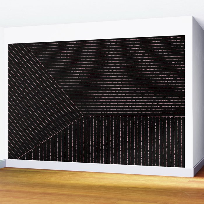 lines (black & pink) Wall Mural Gallery Image 2