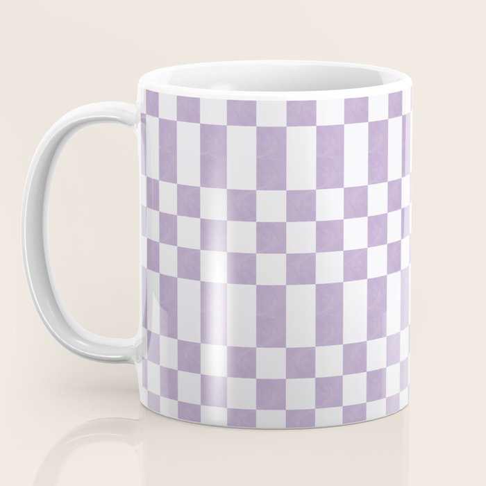 Lilac and white checkered Coffee Mug Gallery Image 3