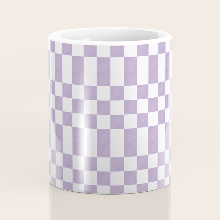 Lilac and white checkered Coffee Mug Gallery Image 4