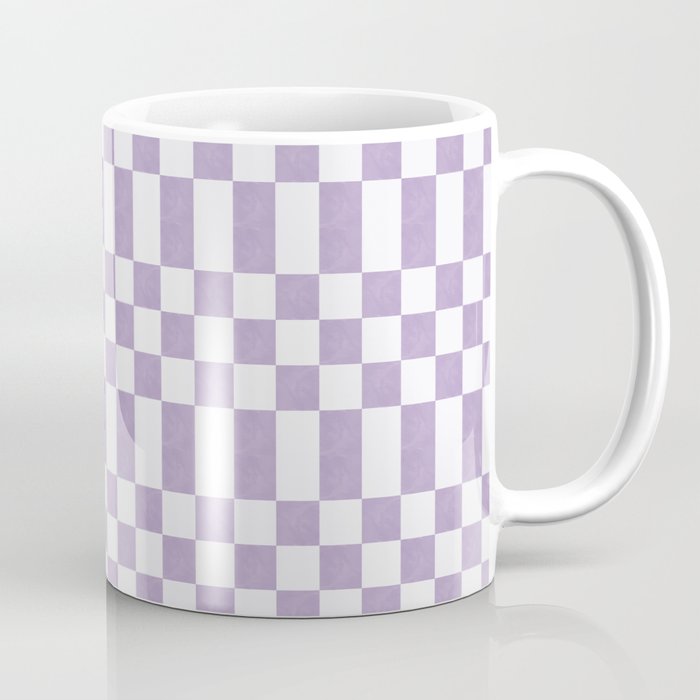 Lilac and white checkered Coffee Mug Gallery Image 1