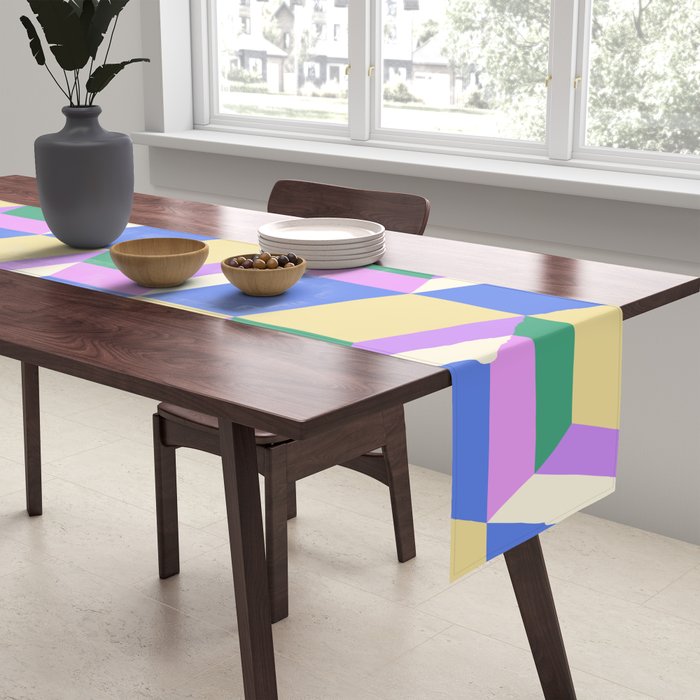 Cuboid Geometric Abstract Shapes Pattern XXXVII Table Runner Gallery Image 2