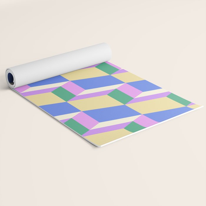 Cuboid Geometric Abstract Shapes Pattern XXXVII Yoga Mat Gallery Image 2
