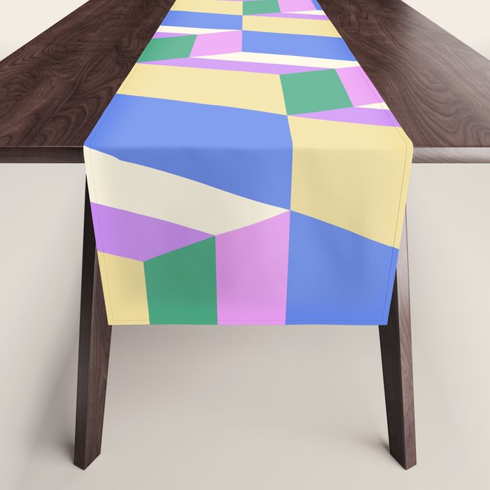 Cuboid Geometric Abstract Shapes Pattern XXXVII Table Runner Gallery Image 1
