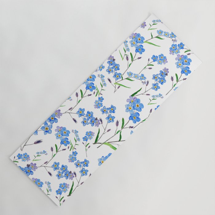 forget me not pattern watercolor  Yoga Mat Gallery Image 1