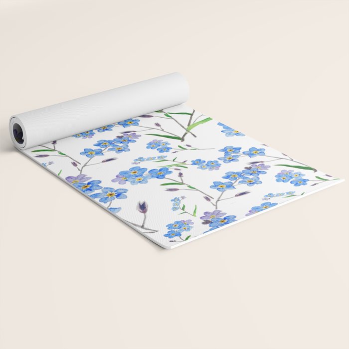 forget me not pattern watercolor  Yoga Mat Gallery Image 2