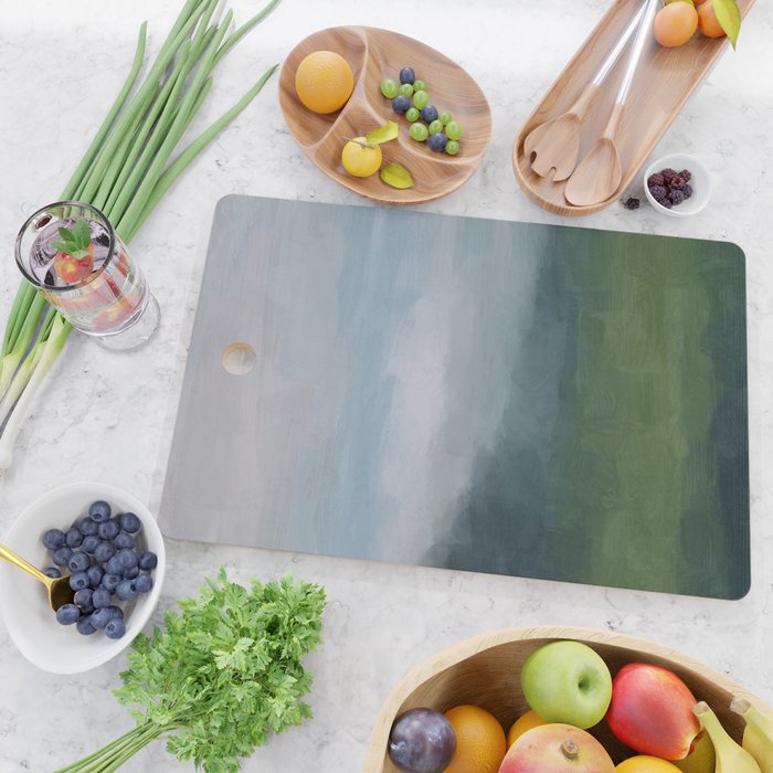 Valley Living - Gray Blue Navy Indigo Grass Green Abstract Painting Wall Art Prints, Nature Horizon Cutting Board Gallery Image 2