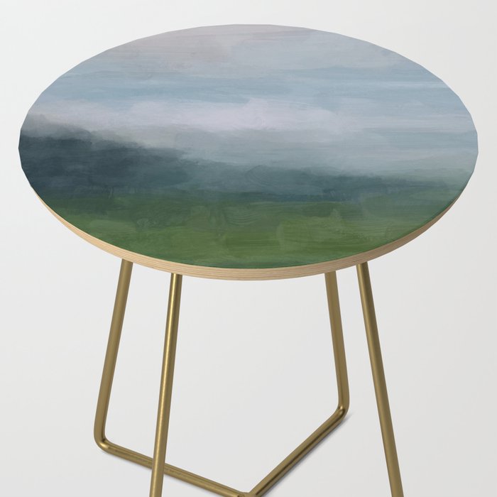 Valley Living - Gray Blue Navy Indigo Grass Green Abstract Painting Wall Art Prints, Nature Horizon Side Table Gallery Image 2