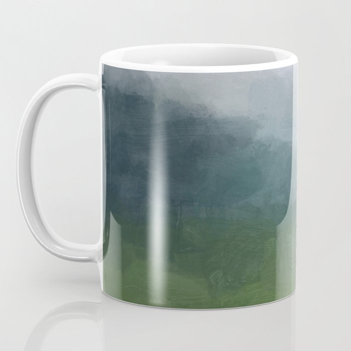 Valley Living - Gray Blue Navy Indigo Grass Green Abstract Painting Wall Art Prints, Nature Horizon Coffee Mug Gallery Image 3