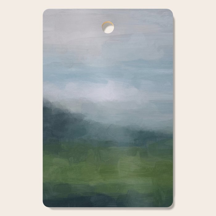 Valley Living - Gray Blue Navy Indigo Grass Green Abstract Painting Wall Art Prints, Nature Horizon Cutting Board Gallery Image 1