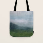 Valley Living - Gray Blue Navy Indigo Grass Green Abstract Painting Wall Art Prints, Nature Horizon Tote Bag Gallery Image 1
