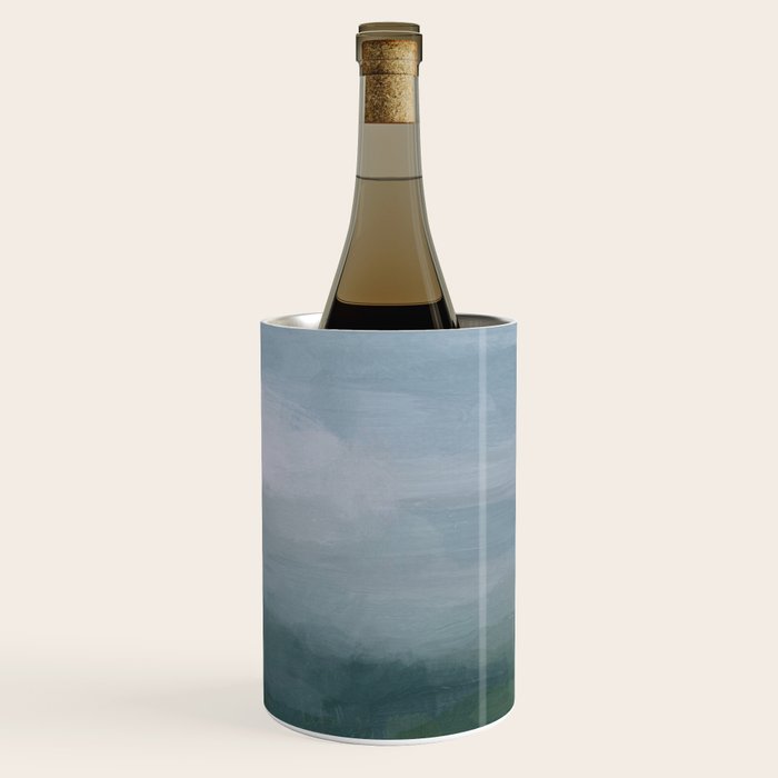 Valley Living - Gray Blue Navy Indigo Grass Green Abstract Painting Wall Art Prints, Nature Horizon Wine Chiller Gallery Image 3