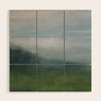 Valley Living - Gray Blue Navy Indigo Grass Green Abstract Painting Wall Art Prints, Nature Horizon Wood Wall Art Gallery Image 1