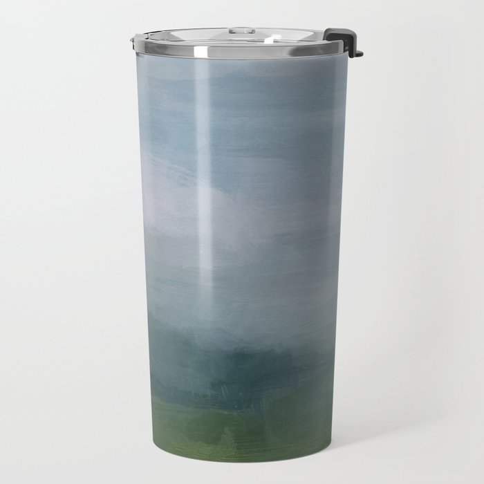 Valley Living - Gray Blue Navy Indigo Grass Green Abstract Painting Wall Art Prints, Nature Horizon Travel Mug Gallery Image 2