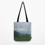 Valley Living - Gray Blue Navy Indigo Grass Green Abstract Painting Wall Art Prints, Nature Horizon Tote Bag Gallery Image 2