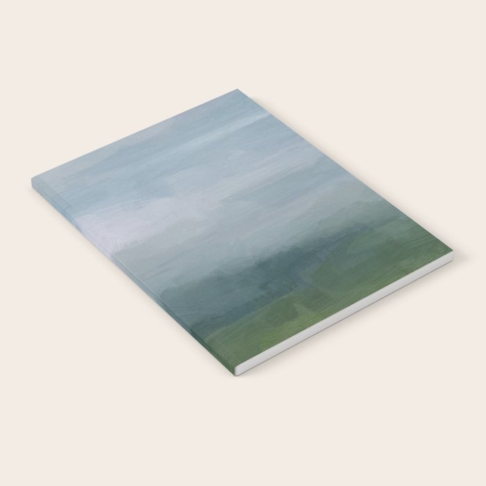Valley Living - Gray Blue Navy Indigo Grass Green Abstract Painting Wall Art Prints, Nature Horizon Notebook Gallery Image 2
