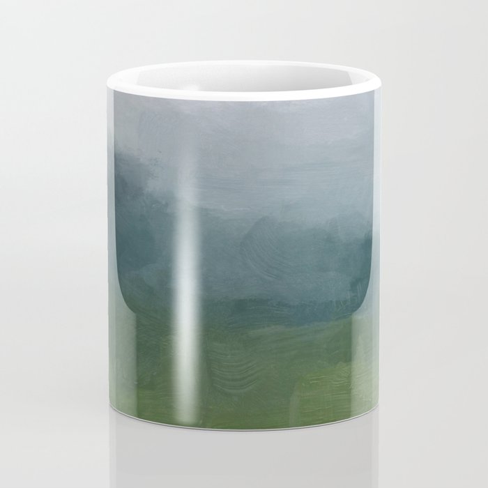 Valley Living - Gray Blue Navy Indigo Grass Green Abstract Painting Wall Art Prints, Nature Horizon Coffee Mug Gallery Image 4