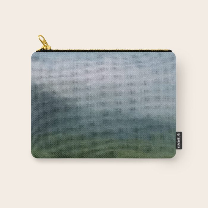 Valley Living - Gray Blue Navy Indigo Grass Green Abstract Painting Wall Art Prints, Nature Horizon Carry All Pouch Gallery Image 1