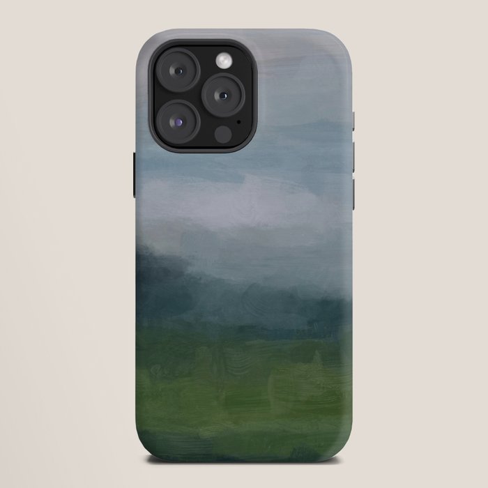 Valley Living - Gray Blue Navy Indigo Grass Green Abstract Painting Wall Art Prints, Nature Horizon iPhone Case Gallery Image 12