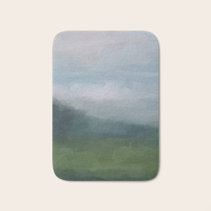 Valley Living - Gray Blue Navy Indigo Grass Green Abstract Painting Wall Art Prints, Nature Horizon Bath Mat Gallery Image 1