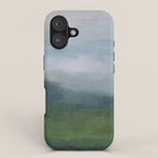 Valley Living - Gray Blue Navy Indigo Grass Green Abstract Painting Wall Art Prints, Nature Horizon iPhone Case Gallery Image 1