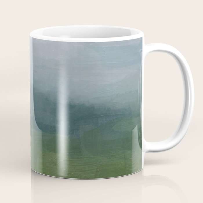 Valley Living - Gray Blue Navy Indigo Grass Green Abstract Painting Wall Art Prints, Nature Horizon Coffee Mug Gallery Image 1
