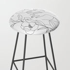 Minimal Line Art Woman with Peonies Stool Gallery Image 2