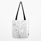 Minimal Line Art Woman with Peonies Tote Bag Gallery Image 2