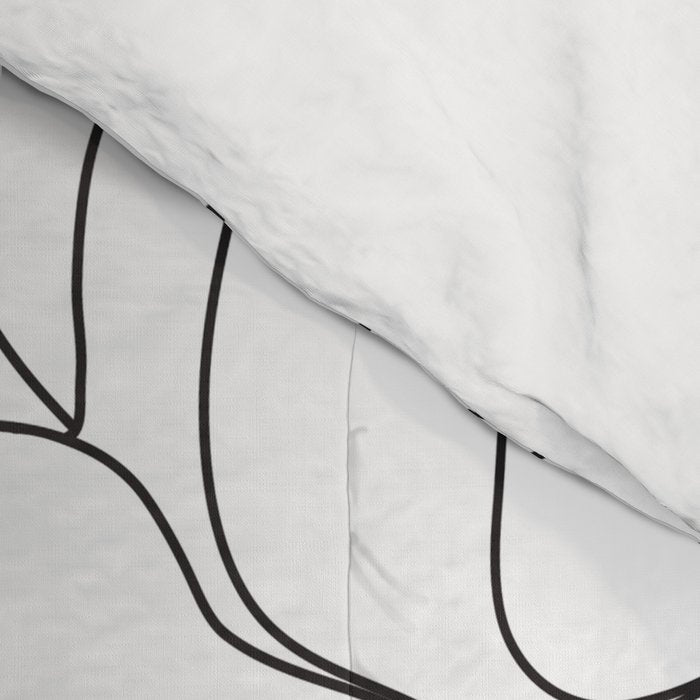 Minimal Line Art Woman with Peonies Comforter Gallery Image 4
