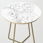 Minimal Line Art Woman with Peonies Side Table Gallery Image 2