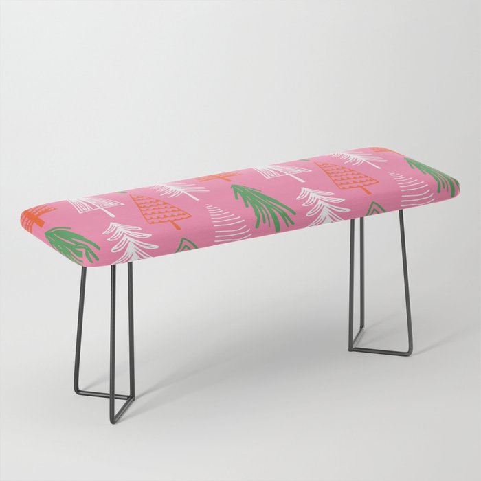 Pink christmas pine tree doodle pattern Bench Gallery Image 1