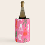 Pink christmas pine tree doodle pattern Wine Chiller Gallery Image 2