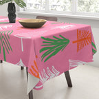 Pink christmas pine tree doodle pattern Tablecloth Gallery Image 3