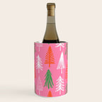Pink christmas pine tree doodle pattern Wine Chiller Gallery Image 1