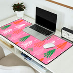 Pink christmas pine tree doodle pattern Desk Mat Gallery Image 2