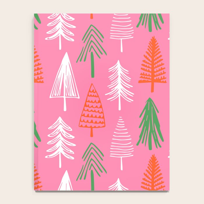 Pink christmas pine tree doodle pattern Notebook Gallery Image 4
