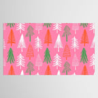 Pink christmas pine tree doodle pattern Tablecloth Gallery Image 2