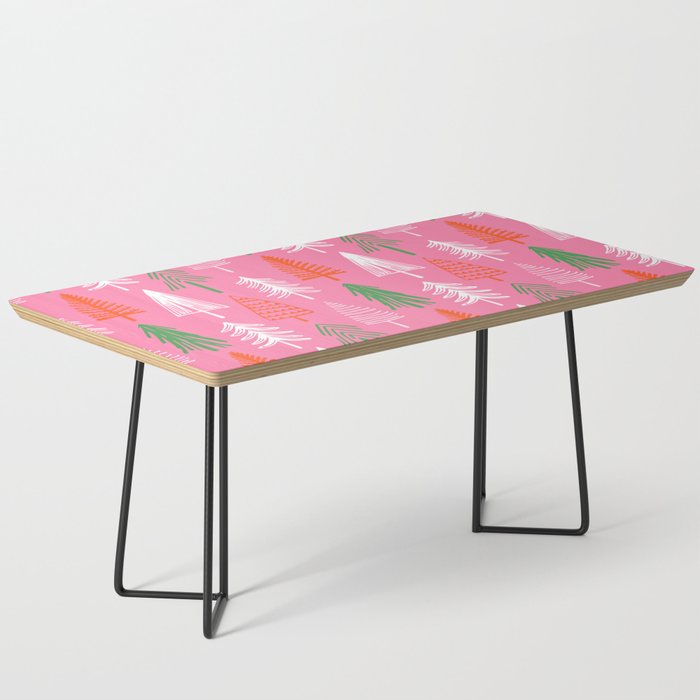 Pink christmas pine tree doodle pattern Coffee Table Gallery Image 1
