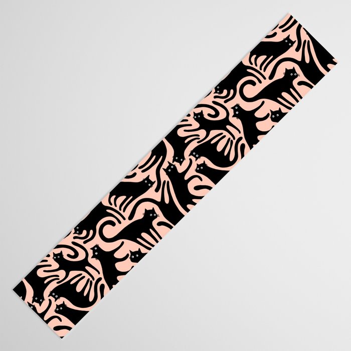 Curious Black Cats on Peachy Pink Table Runner Gallery Image 3