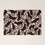 Curious Black Cats on Peachy Pink Welcome Mat Gallery Image 1
