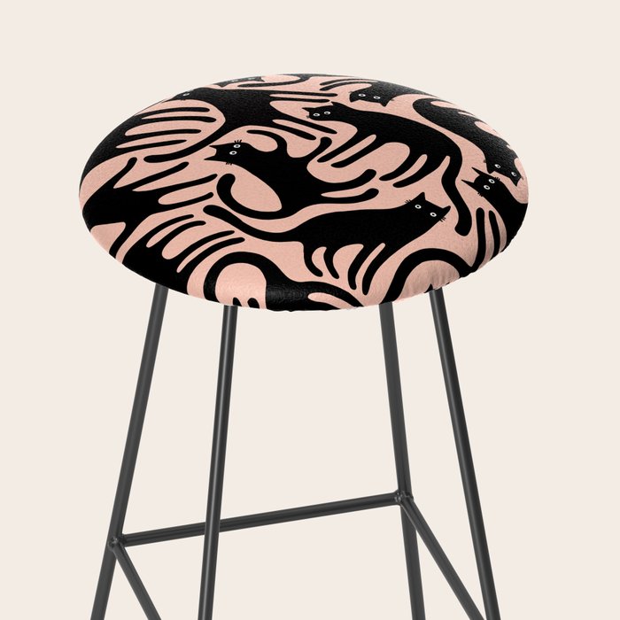Curious Black Cats on Peachy Pink Stool Gallery Image 2