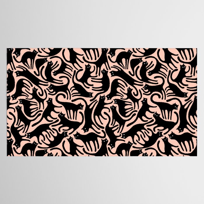 Curious Black Cats on Peachy Pink Tablecloth Gallery Image 2