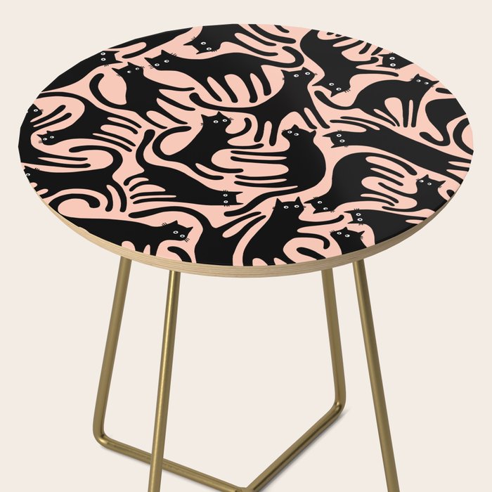 Curious Black Cats on Peachy Pink Side Table Gallery Image 2