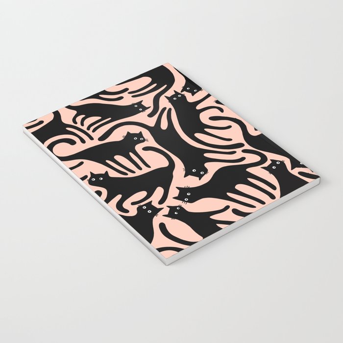 Curious Black Cats on Peachy Pink Notebook Gallery Image 3