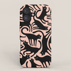 Curious Black Cats on Peachy Pink iPhone Case Gallery Image 1