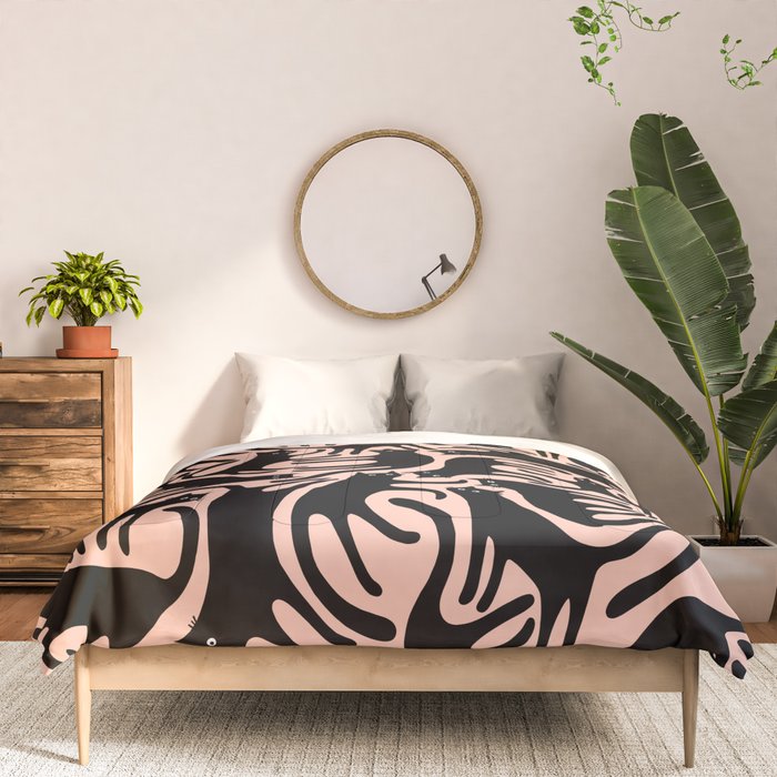 Curious Black Cats on Peachy Pink Comforter Gallery Image 3