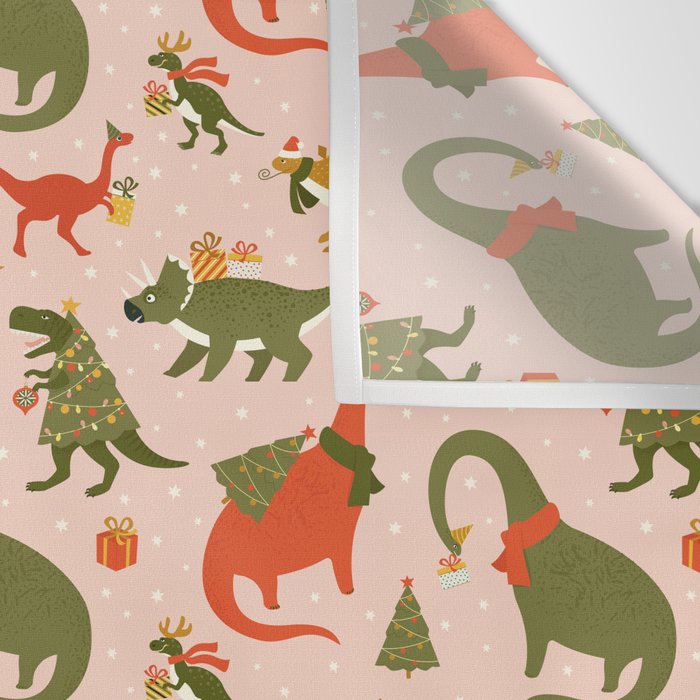 Tyrannosaurus and Dinosaurs Christmas Tree Rex Wall Tapestry Gallery Image 3