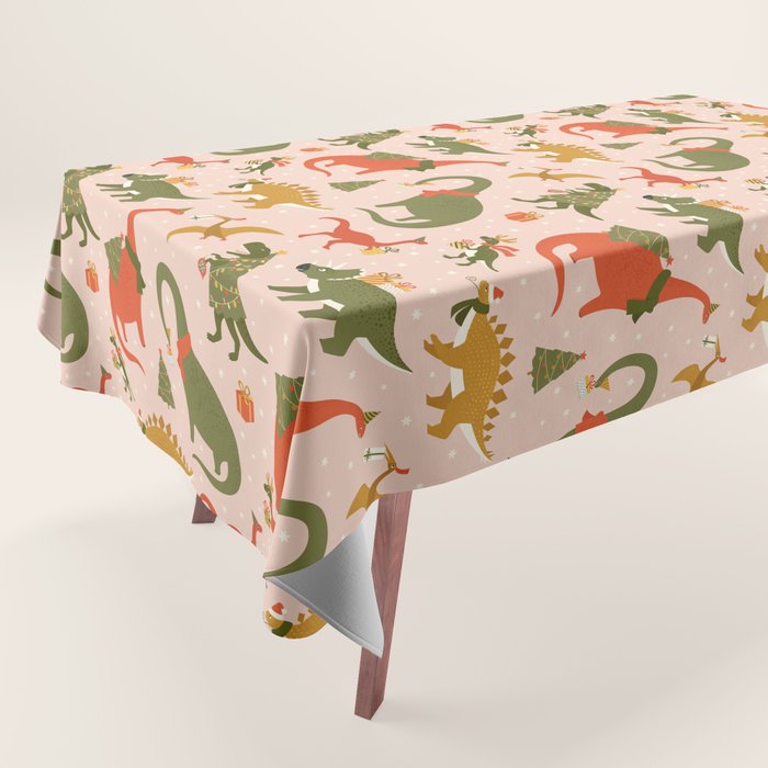 Tyrannosaurus and Dinosaurs Christmas Tree Rex Tablecloth Gallery Image 1