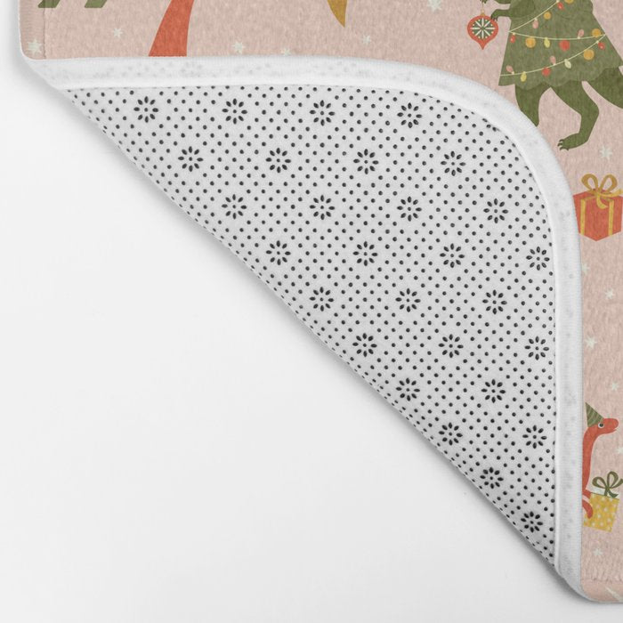Tyrannosaurus and Dinosaurs Christmas Tree Rex Bath Mat Gallery Image 2
