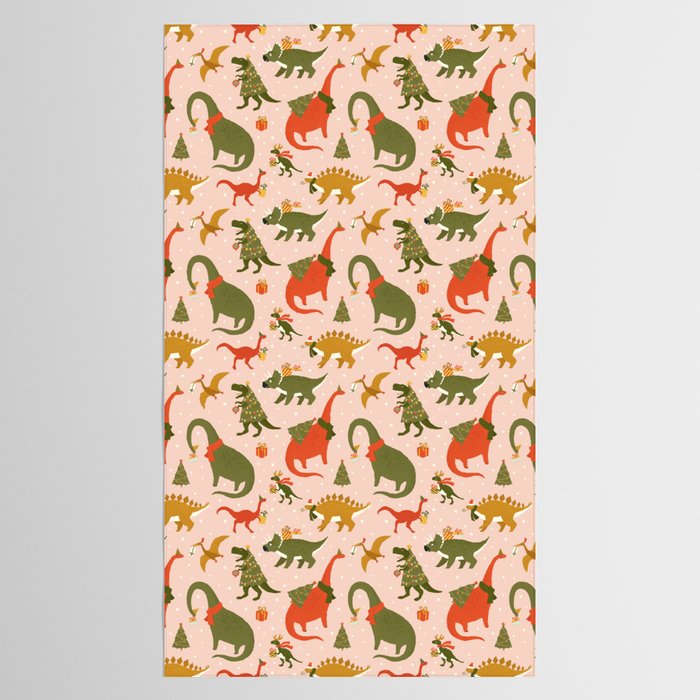 Tyrannosaurus and Dinosaurs Christmas Tree Rex Tablecloth Gallery Image 2
